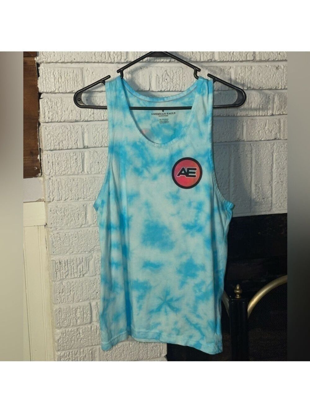 Y2K American Eagle tank top blue tie-dyed surf shirt top - Picture 9 of 11